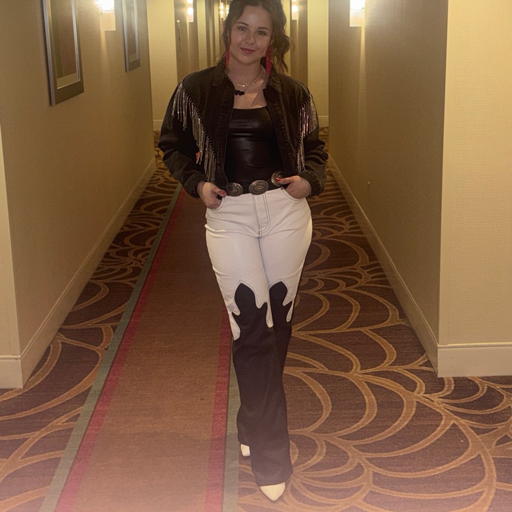 REVICE Black and White Flare Pants